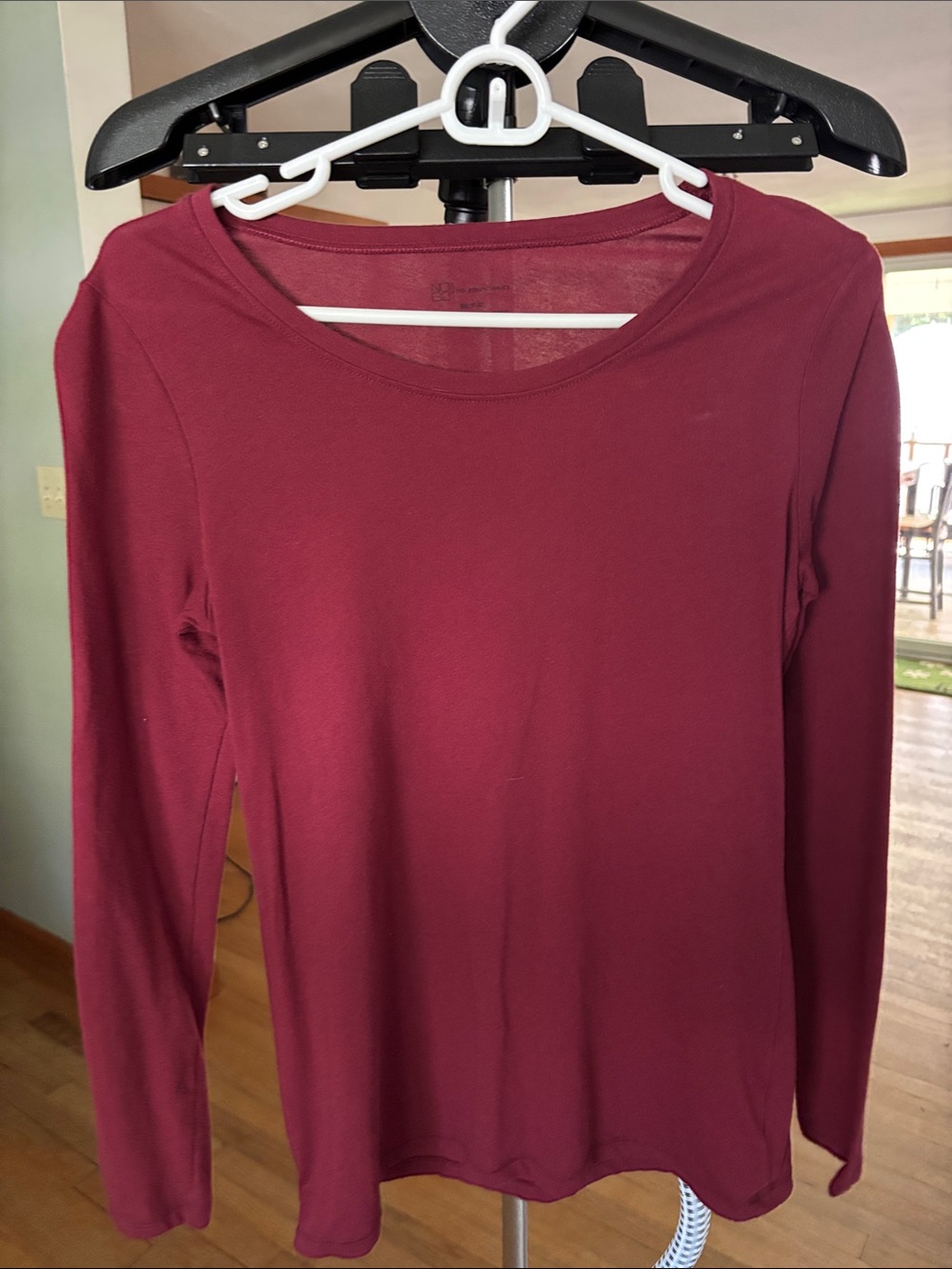 No Boundaries Long Sleeve Crewneck Top - Burgundy